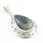925 sterling silver ocean jasper intricate cut pendant jewellery